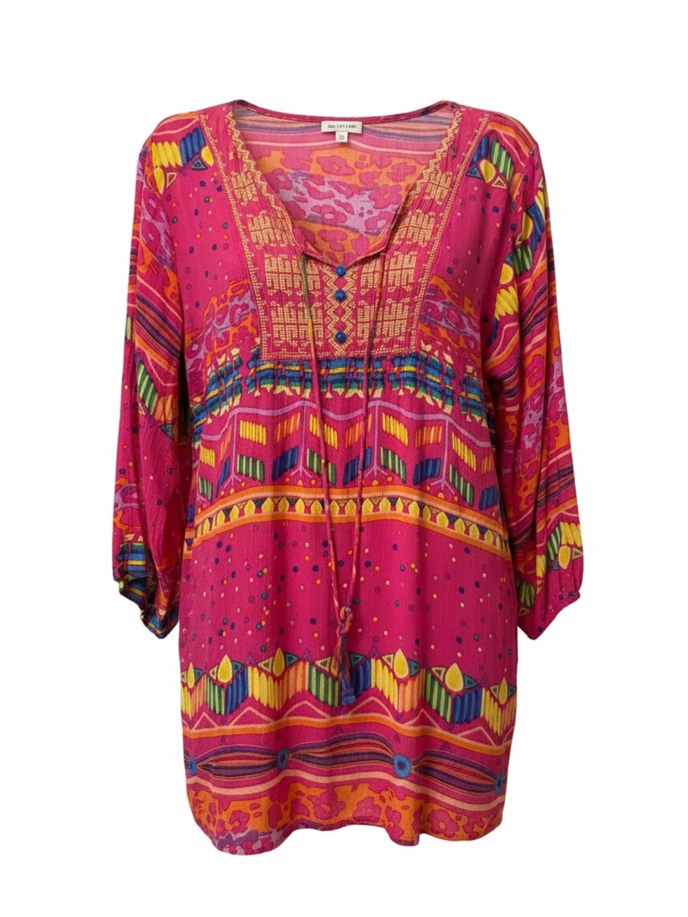 Advance Boho Pink Printed Peasant Tunic